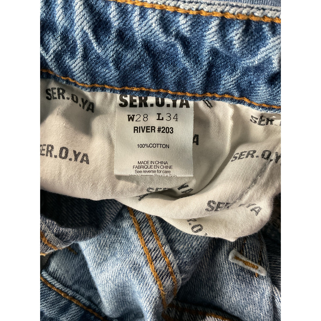 Ser.O.Ya 'Marcot' Blue Cotton Cuffed Wide Leg Size 28 W X 34 L