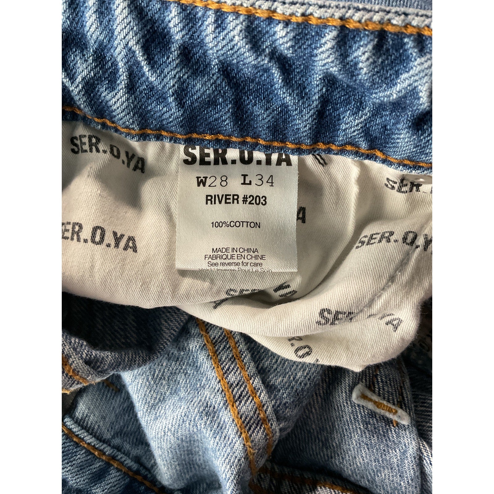 Ser.O.Ya 'Marcot' Blue Cotton Cuffed Wide Leg Size 28 W X 34 L