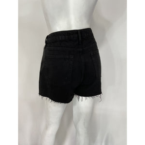 Frame 'Le Grand' Black Garcon Frayed Denim Shorts Size 28