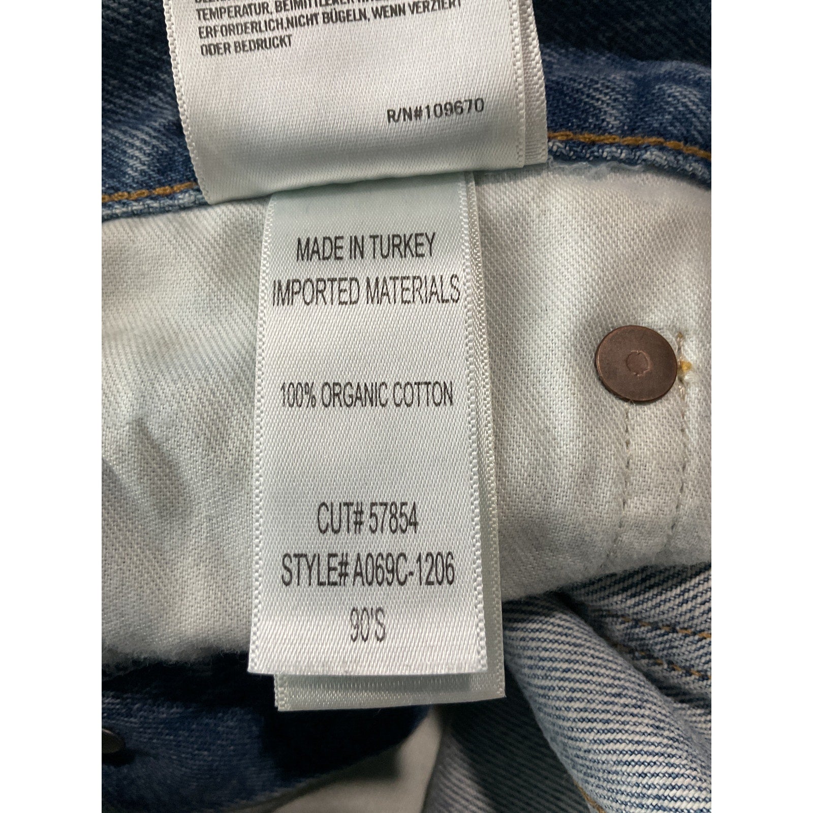 Agolde '90S' Blue Cotton Mid Rise Loose Jean Size 25