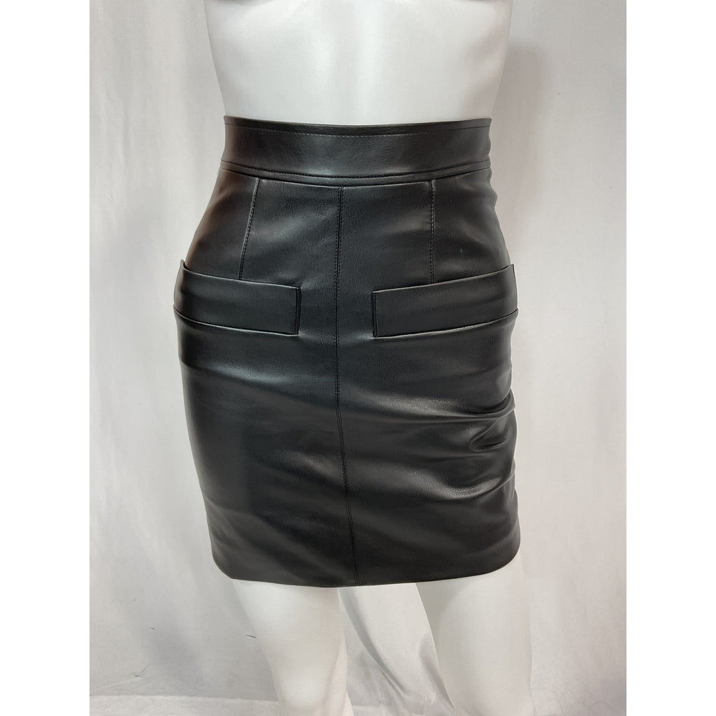 Aleksandre Akhalkatsishvili 'Vegan' Black Leather Mini Skirt Size XS