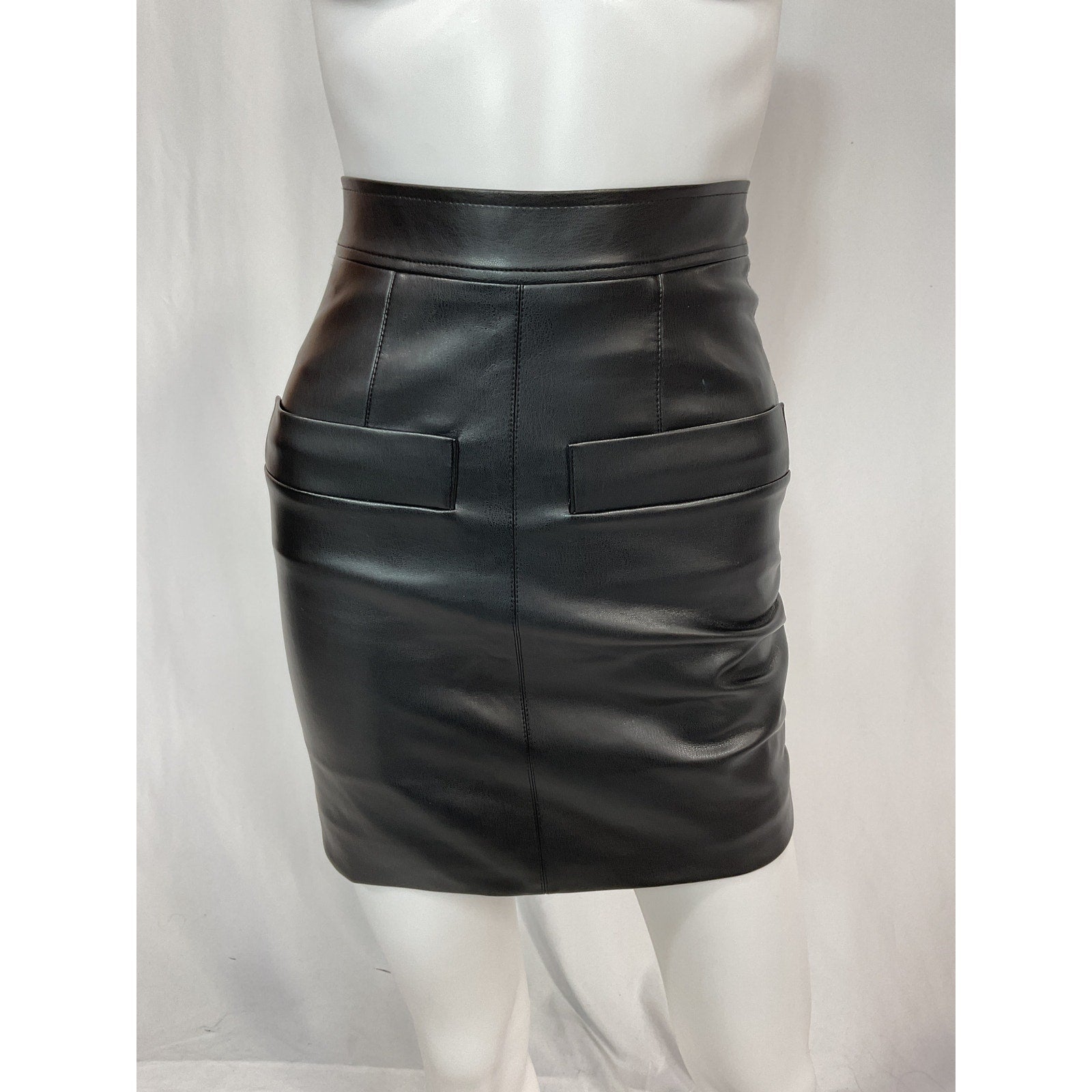 Aleksandre Akhalkatsishvili 'Vegan' Black Leather Mini Skirt Size XS