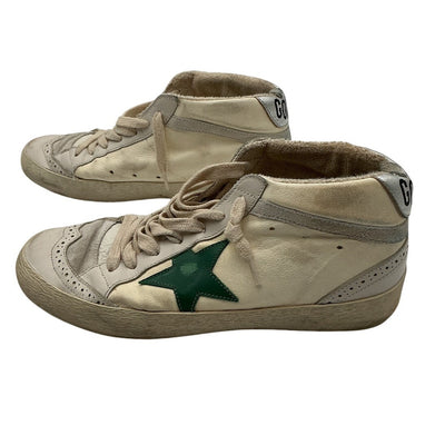 Golden Goose Distressed Cream Green Silver Mid Star Sneakers Size 38 EU / 8 US