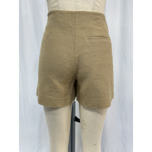 Vince 'Sculptural' Beige Cotton Panama Short Size 8