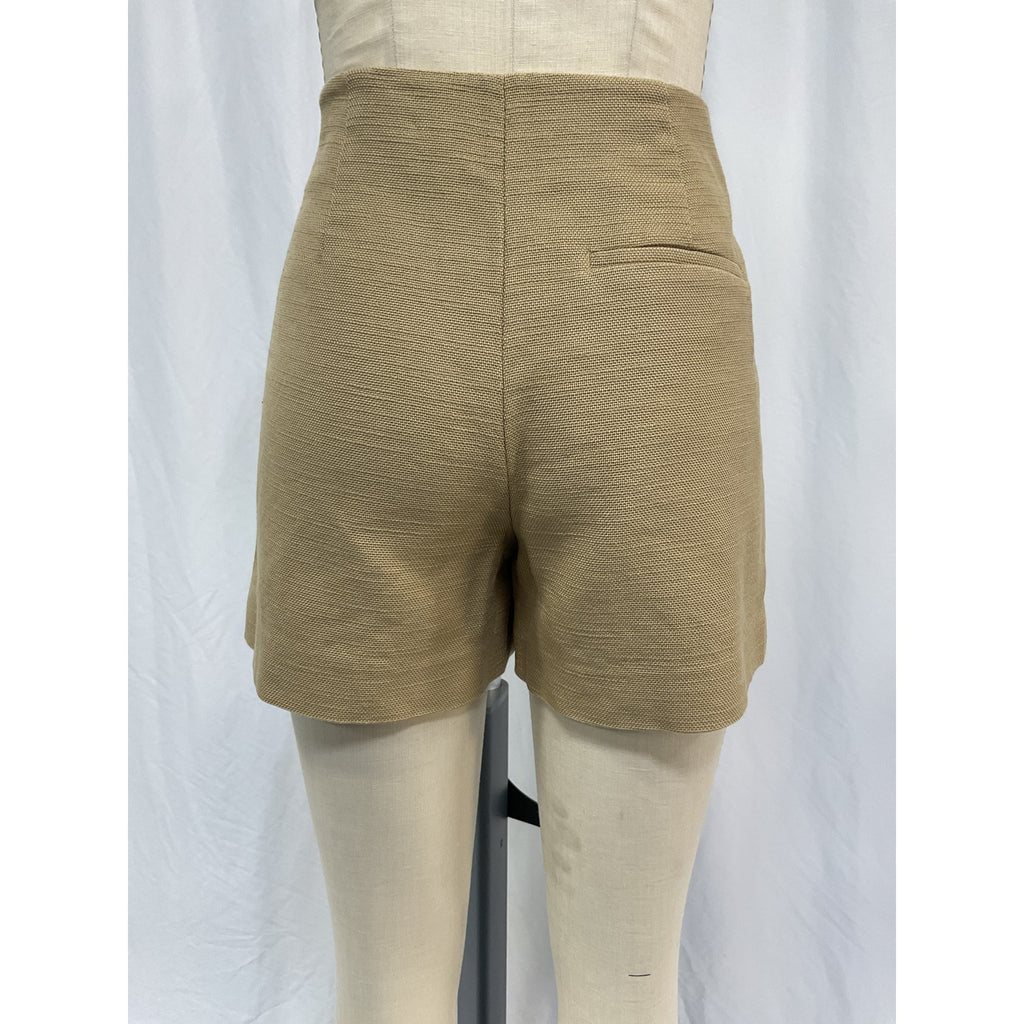 Vince 'Sculptural' Beige Cotton Panama Short Size 8