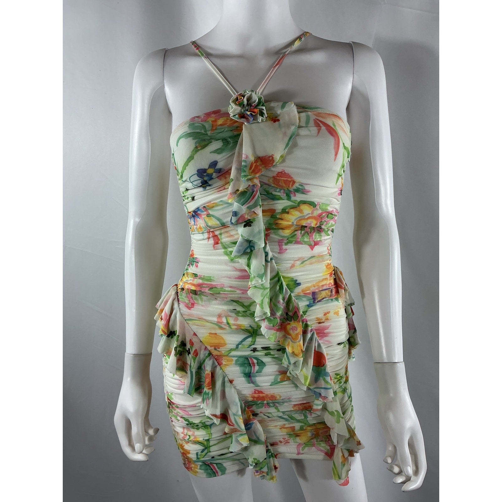 Rococo Sand White Nylon Mini Dress Size XXS