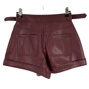 Simkhai Vegan Leather Burgundy Chace Shorts Size 0