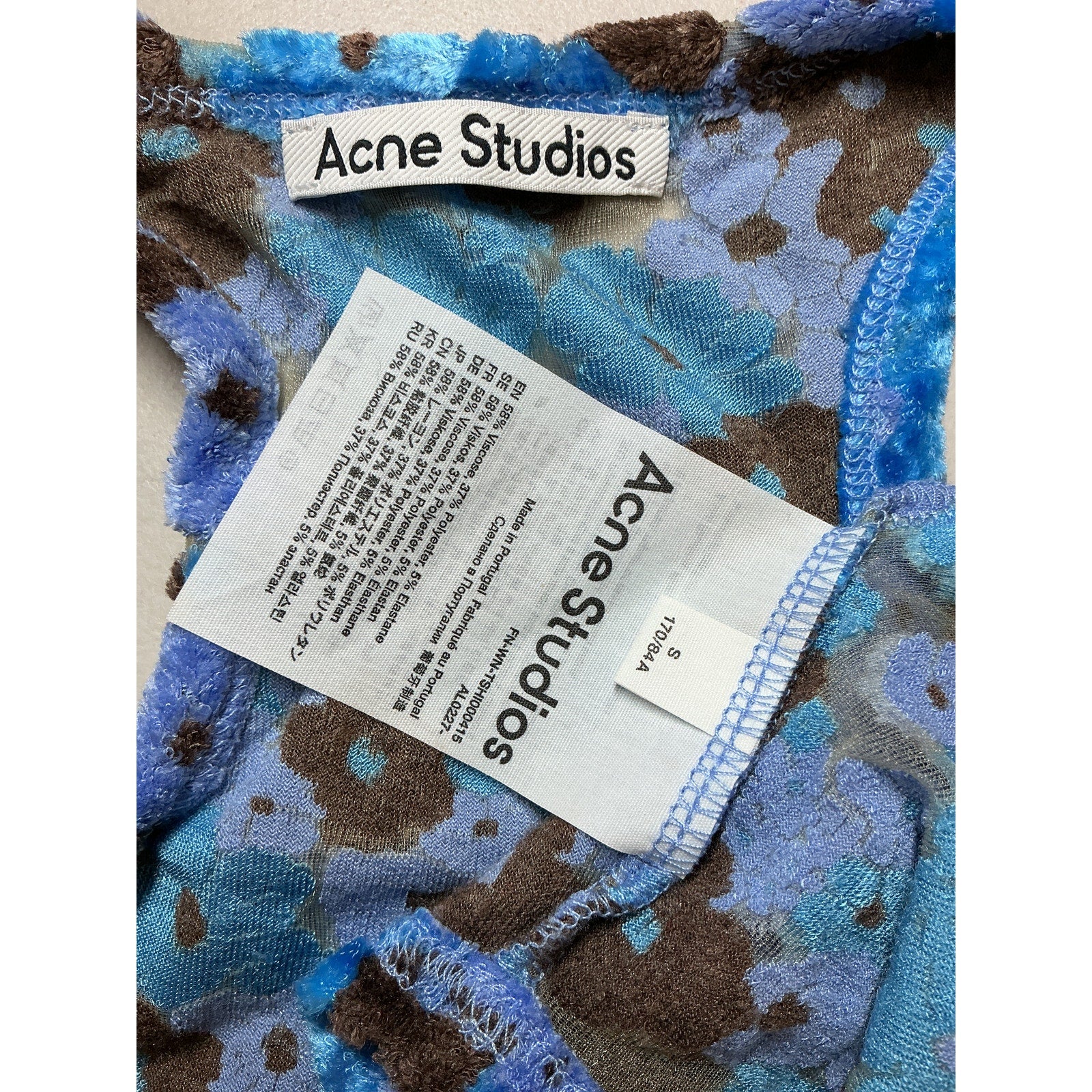 Acne Studios 'Evanita' Blue Viscose Top Size S