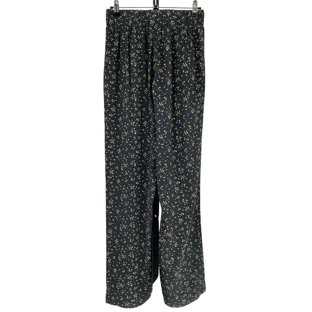 Ganni Floral Print Straight Black Viscose Leg Pants Size 36