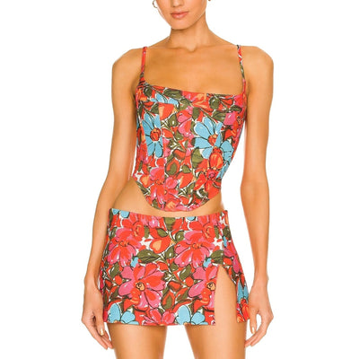 Miaou V Corset Pink Crepe Top Size XS