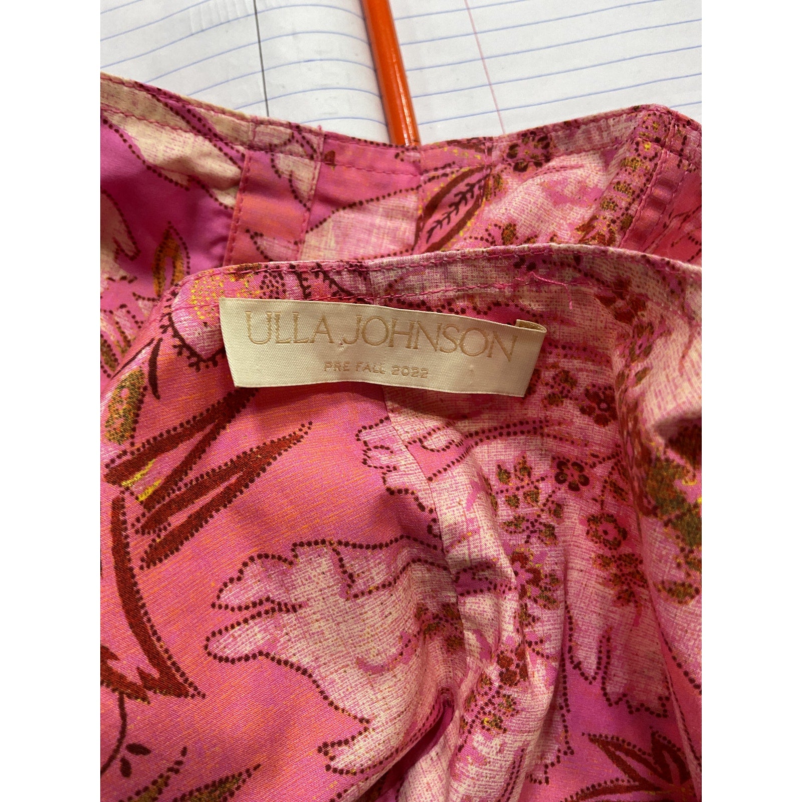 Ulla Johnson 'Kalena' Pink Puff Sleeve Graphic Printed Crop Top Size 4