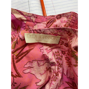Ulla Johnson 'Kalena' Pink Puff Sleeve Graphic Printed Crop Top Size 4