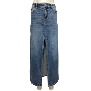 Alice And Olivia Front Slit Brooklyn Blue Rye Skirt Size 26