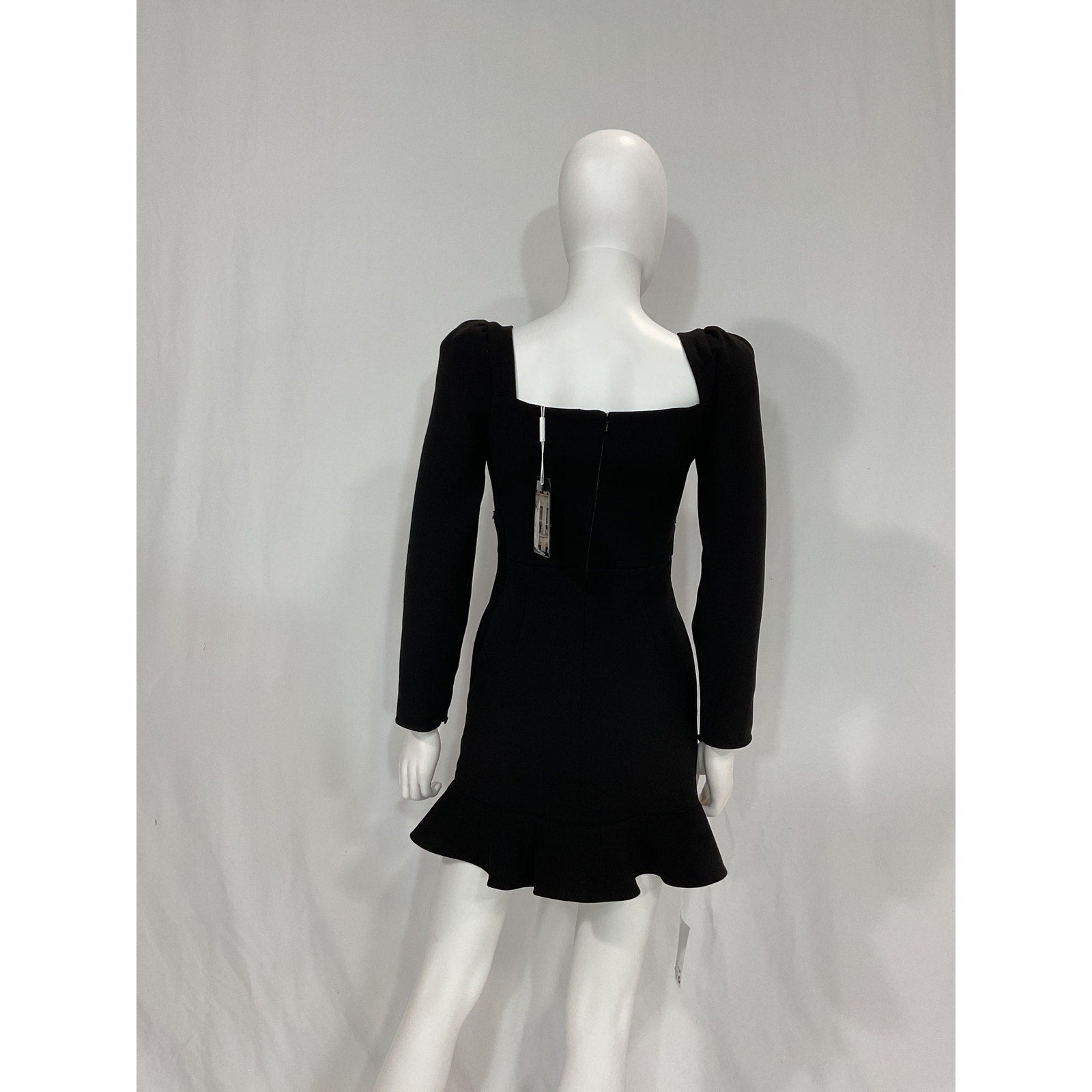 Self Portrait 'Diamante' Black Crystal Embellished Long Sleeve Bow Mini Dress Size 0 - NWT