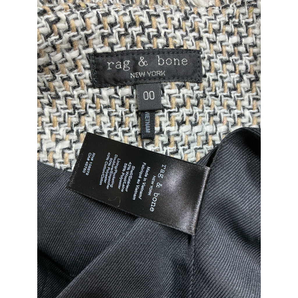 Rag & Bone 'Carmen' Tan Polyester Tweed Jacket Size 00