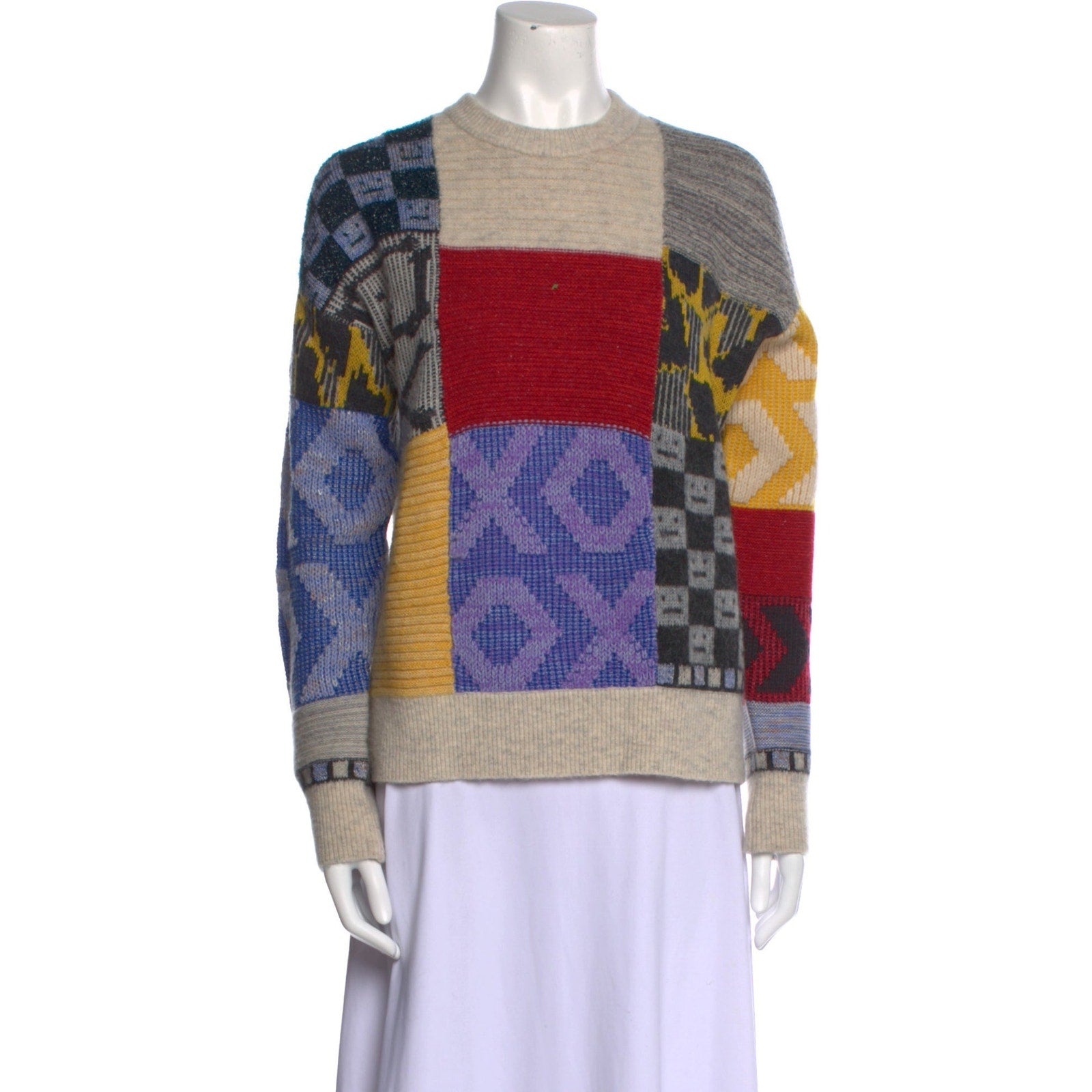 Acne Studios Printed Blue Wool Sweater Size XXS