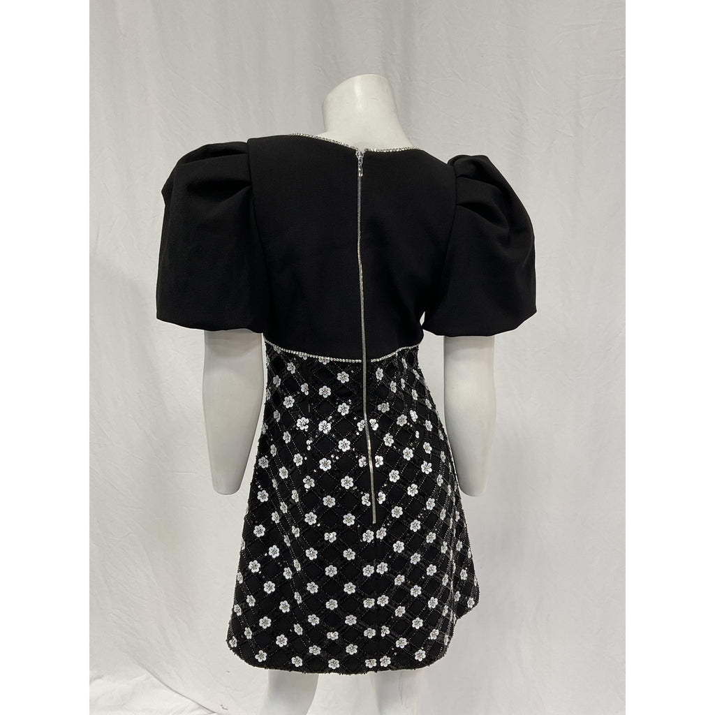 Rebecca Vallance X Nicky Hilton 'Alivia' Black Polyester Short Sleeve Mini Dress Size 4