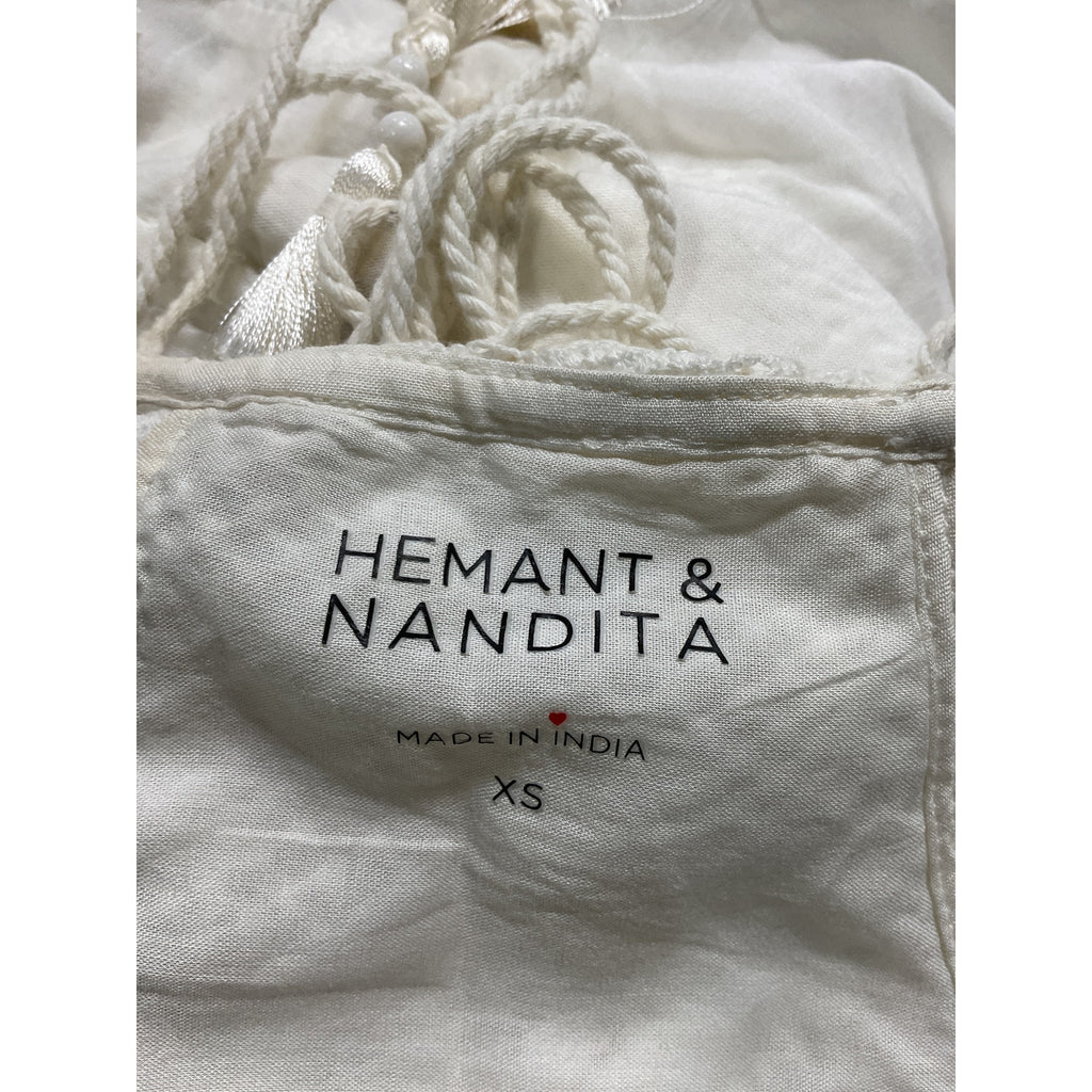 Hemant And Nandita 'Nysa' Beaded Tassel White Halter Neck Crop Top Size XS