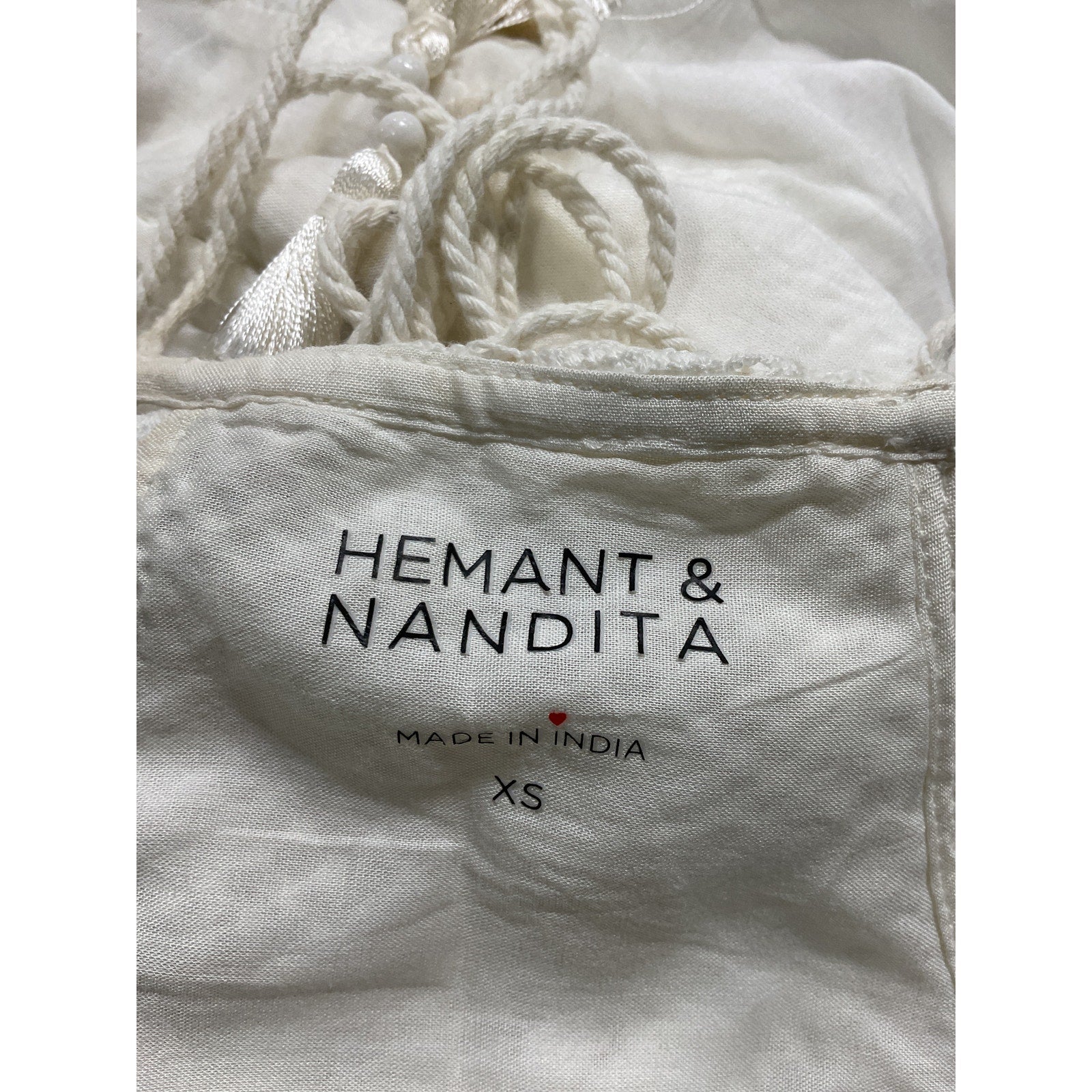 Hemant And Nandita 'Nysa' Beaded Tassel White Halter Neck Crop Top Size XS