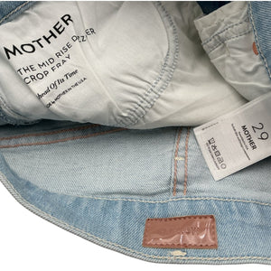 Mother Classic Blue The Mid Rise Dazzler Crop Fray Denim Jeans Size 29
