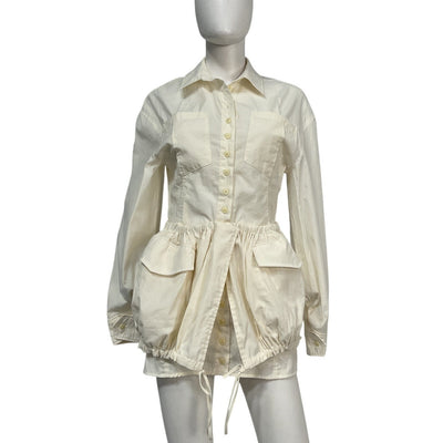 Jacquemus Structured Cream Peplum Utility Dress Size 38