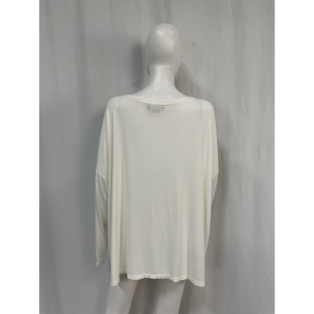 Hatch The Perfect White Viscose Long Sleeve Tee Size 4