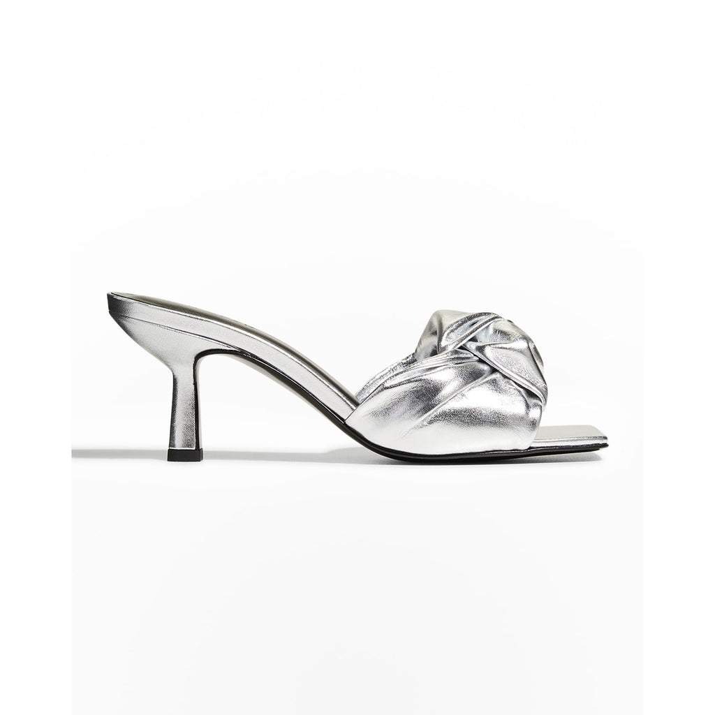 By Far Nmx' Lana Silver Leather Heels Size 9