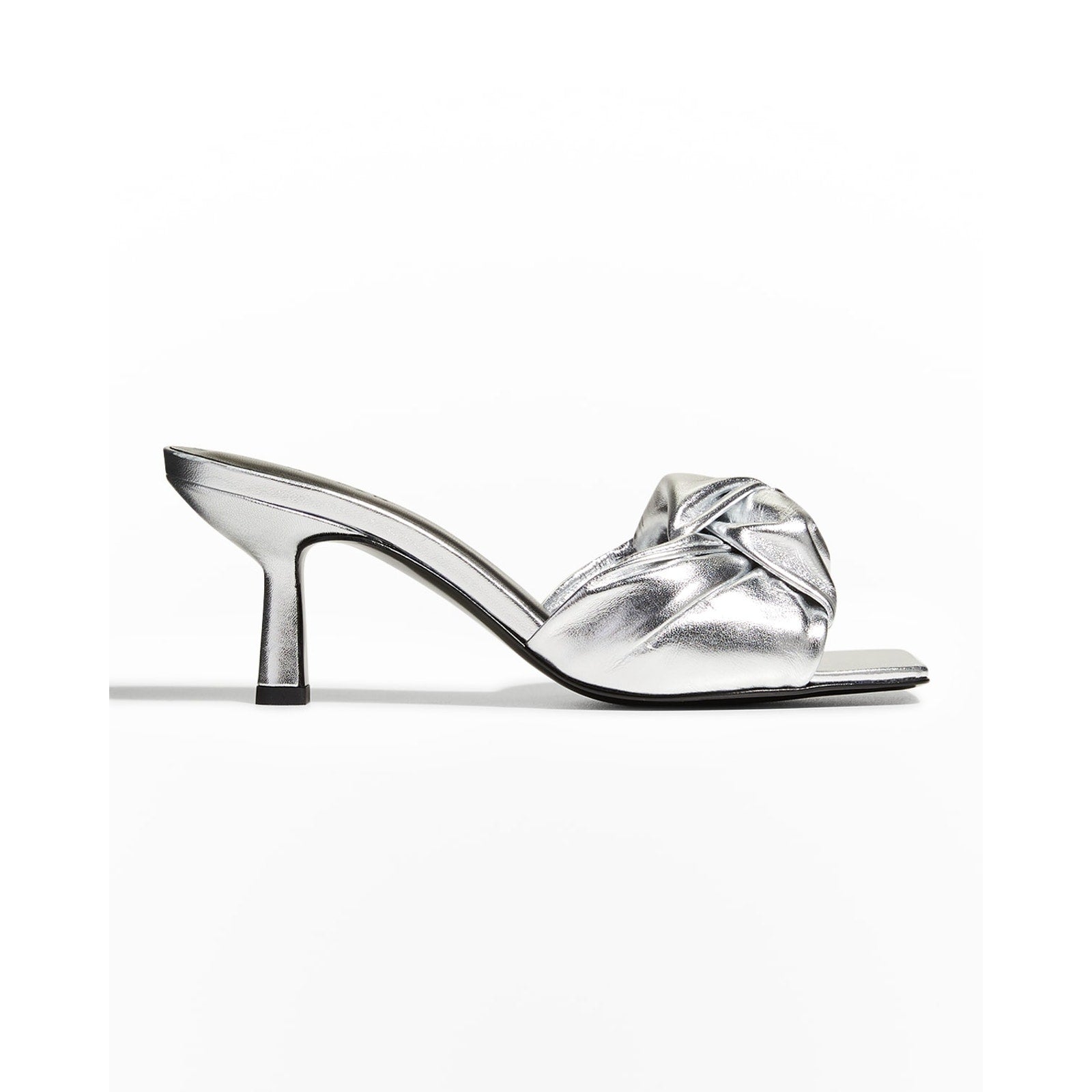 By Far Nmx' Lana Silver Leather Heels Size 9