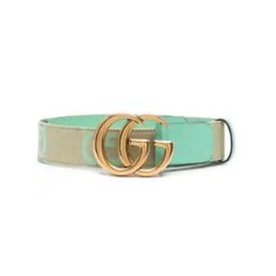 Gucci GG 'Marmont' Green Leather Buckle Belt Size 80