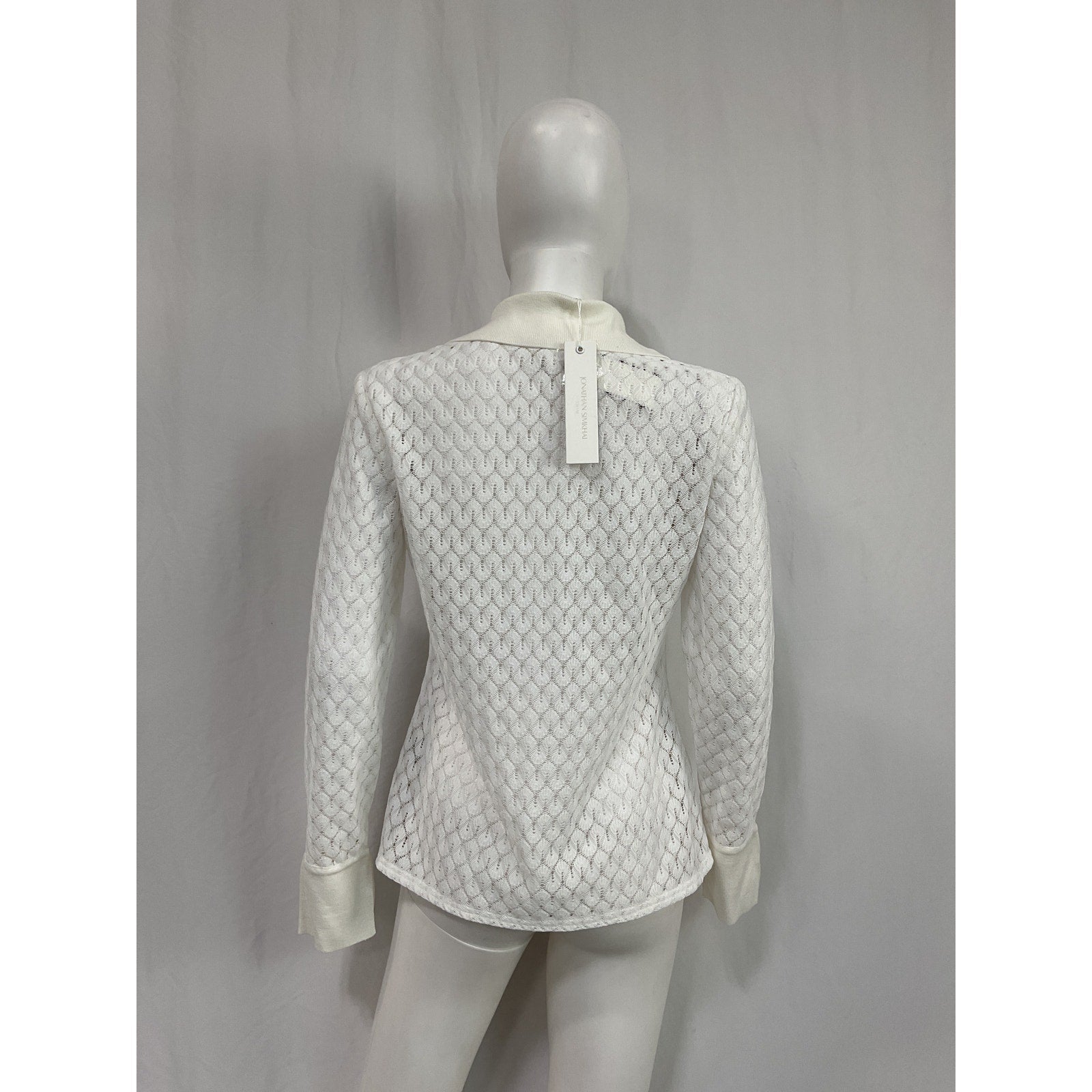 Jonathan Simkhai 'Tyler' White Polyester Crochet Lace Cover Up Collared Cardigan Size XS - NWT