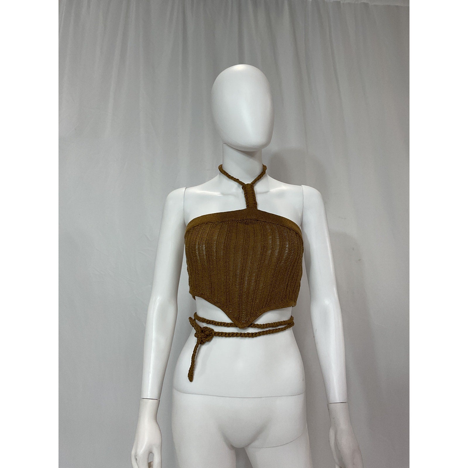 Michael Costello x Revolve 'Sylvan' Brown Hartner Neck Knit Top Size M
