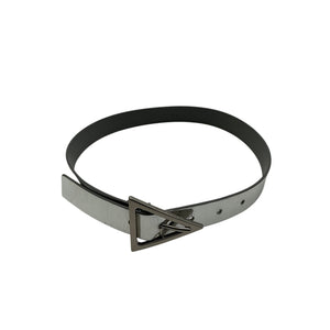 Bottega Veneta Polished Silver Triangle Leather Belt Size 20 in