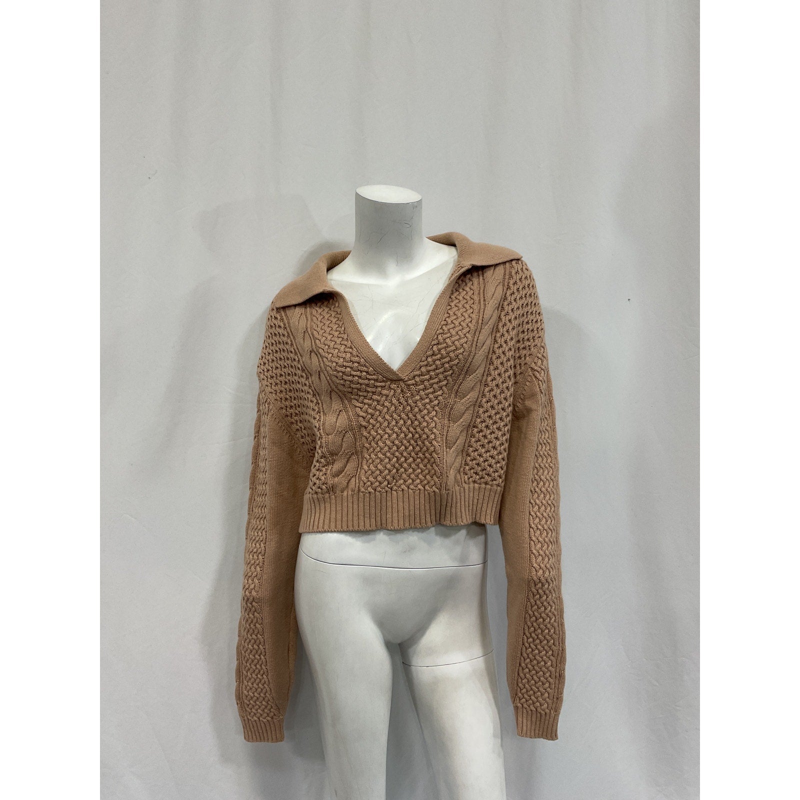 L'Academie X 'Lindsi' Beige Lane Miles Cable Pullover Size S