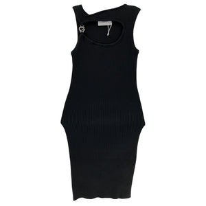 Coperni Embellished Black Cutout Ribbed Knit Mini Dress Size S