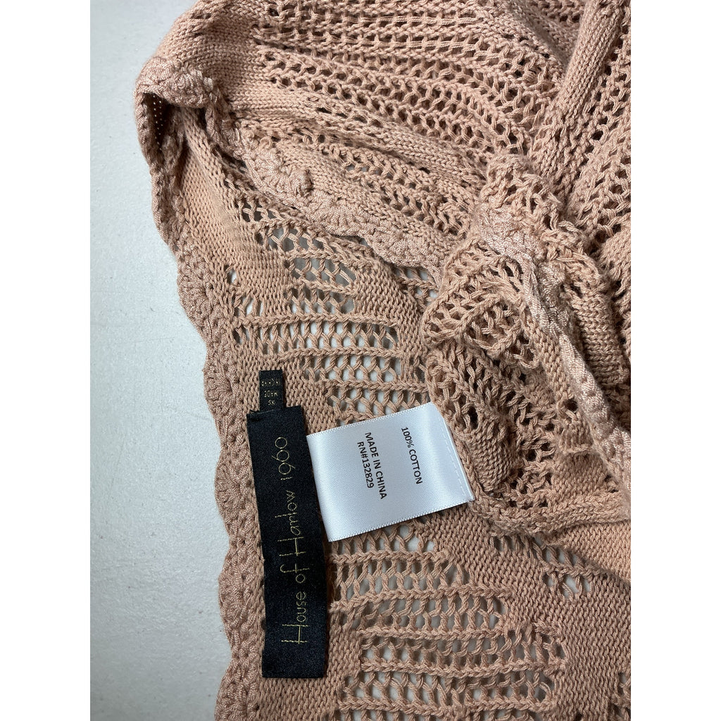 House Of Harlow 1960 x Revolve 'Kameli' Tan Cotton Pointelle Cropped Sweater Size XS