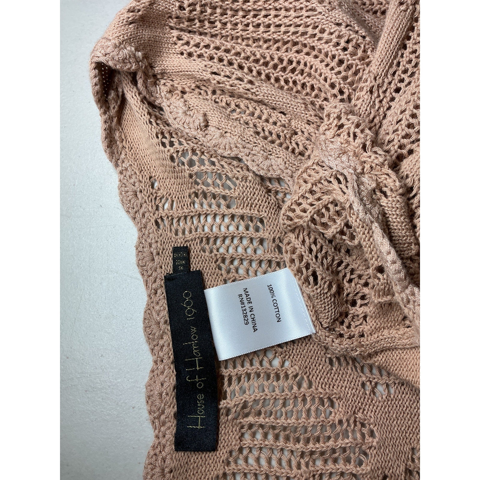 House Of Harlow 1960 x Revolve 'Kameli' Tan Cotton Pointelle Cropped Sweater Size XS
