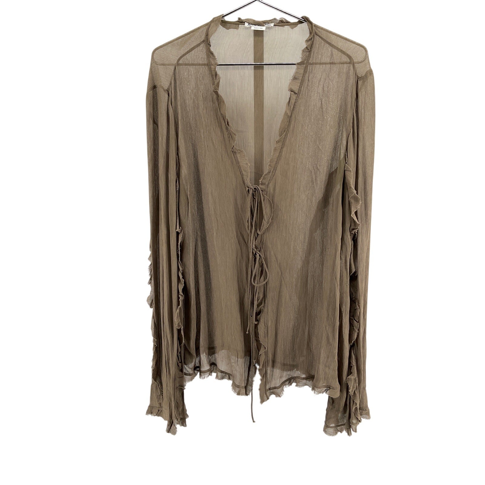 Acne Studios Long Sleeve Tan Viscose Blouse Size 42