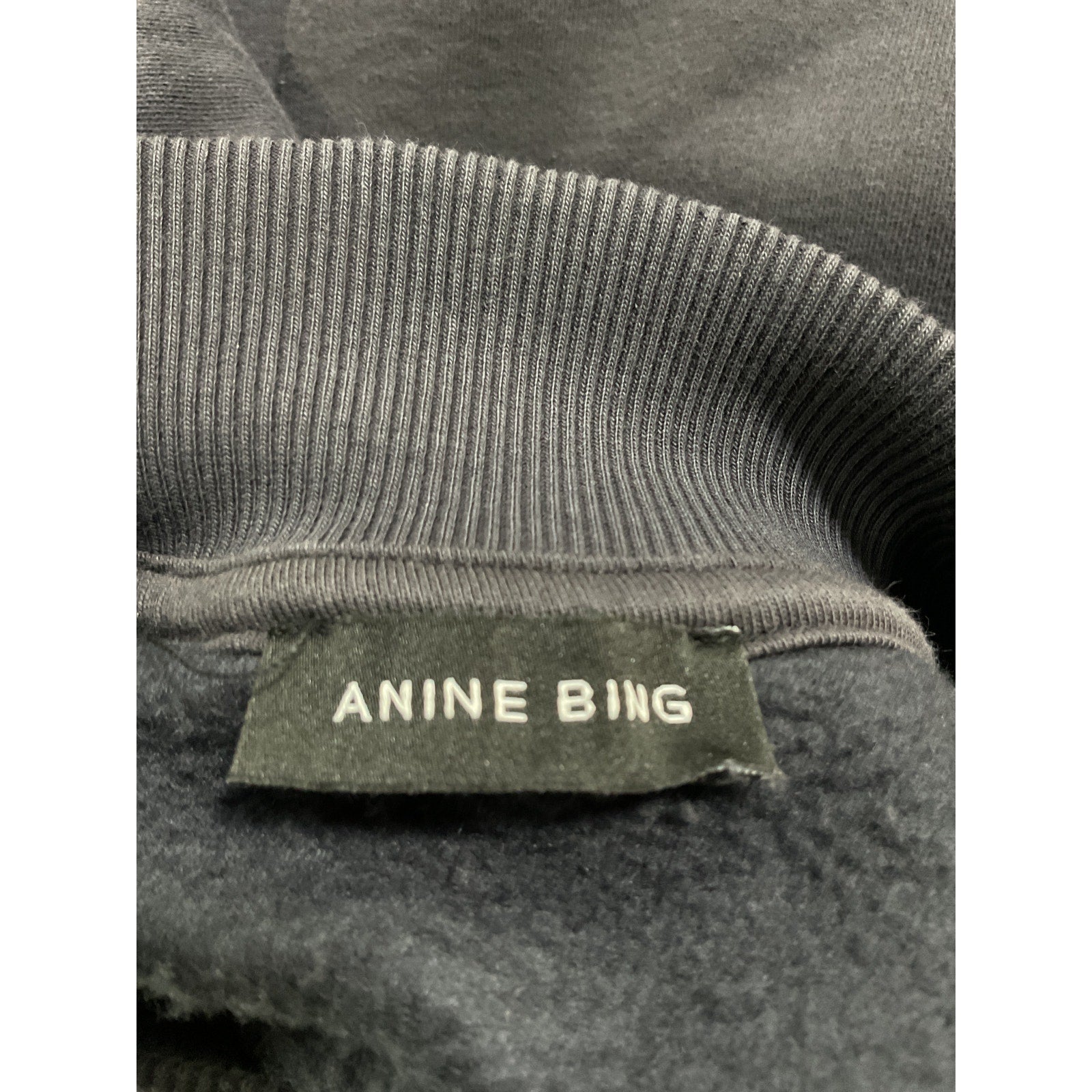 Anine Bing 'Bradie' Black Cotton Drop Shoulder Logo Sweatshirt Bing Size XS