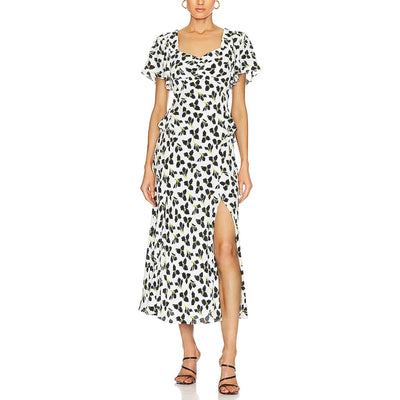 Diane Von Furstenberg Floral White Aurora Graphic Flower Dress Size 2
