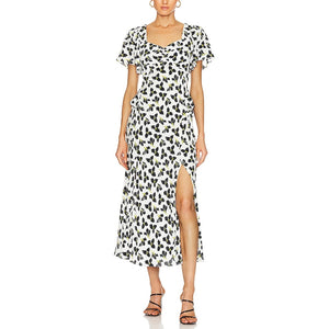 Diane Von Furstenberg Floral White Aurora Graphic Flower Dress Size 2