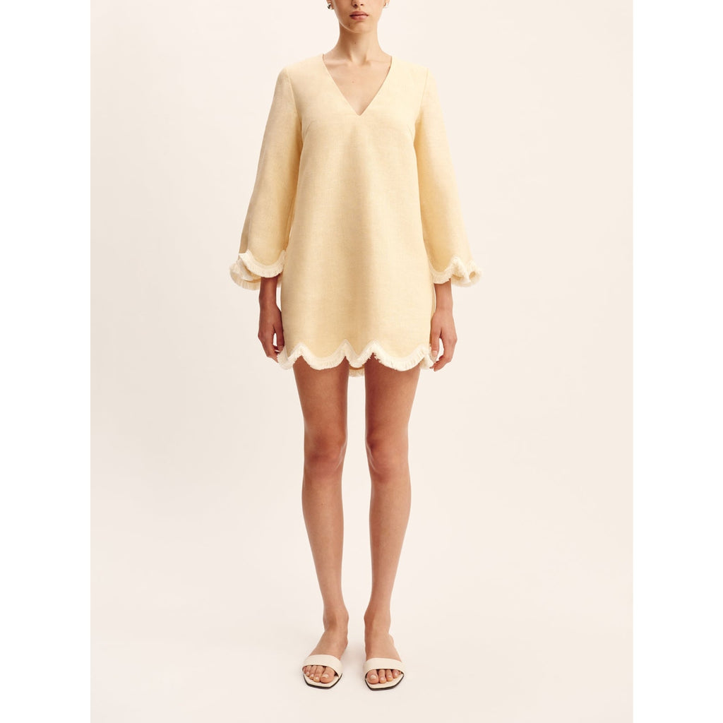 Posse 'Essie' Yellow Linen Kaftan Dress Size XXS