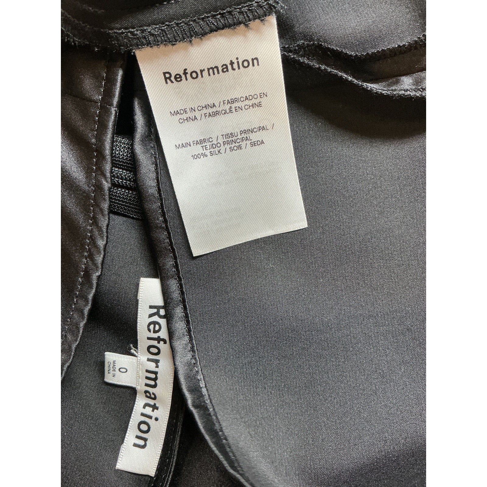 Reformation 'Robbie' Black Silk Skirt Size 0