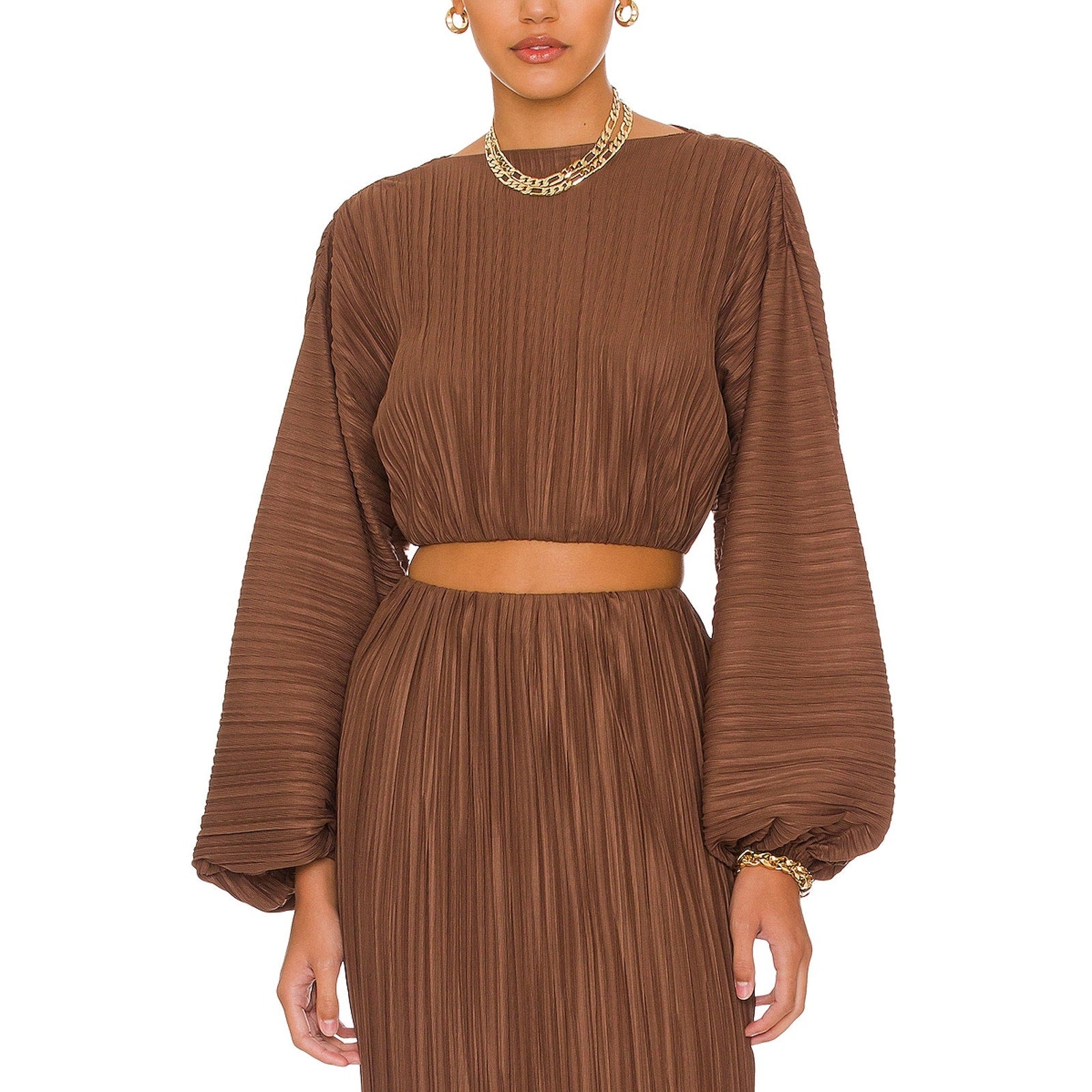 Significant Other 'Adeline' Brown Plisse Top Size 2