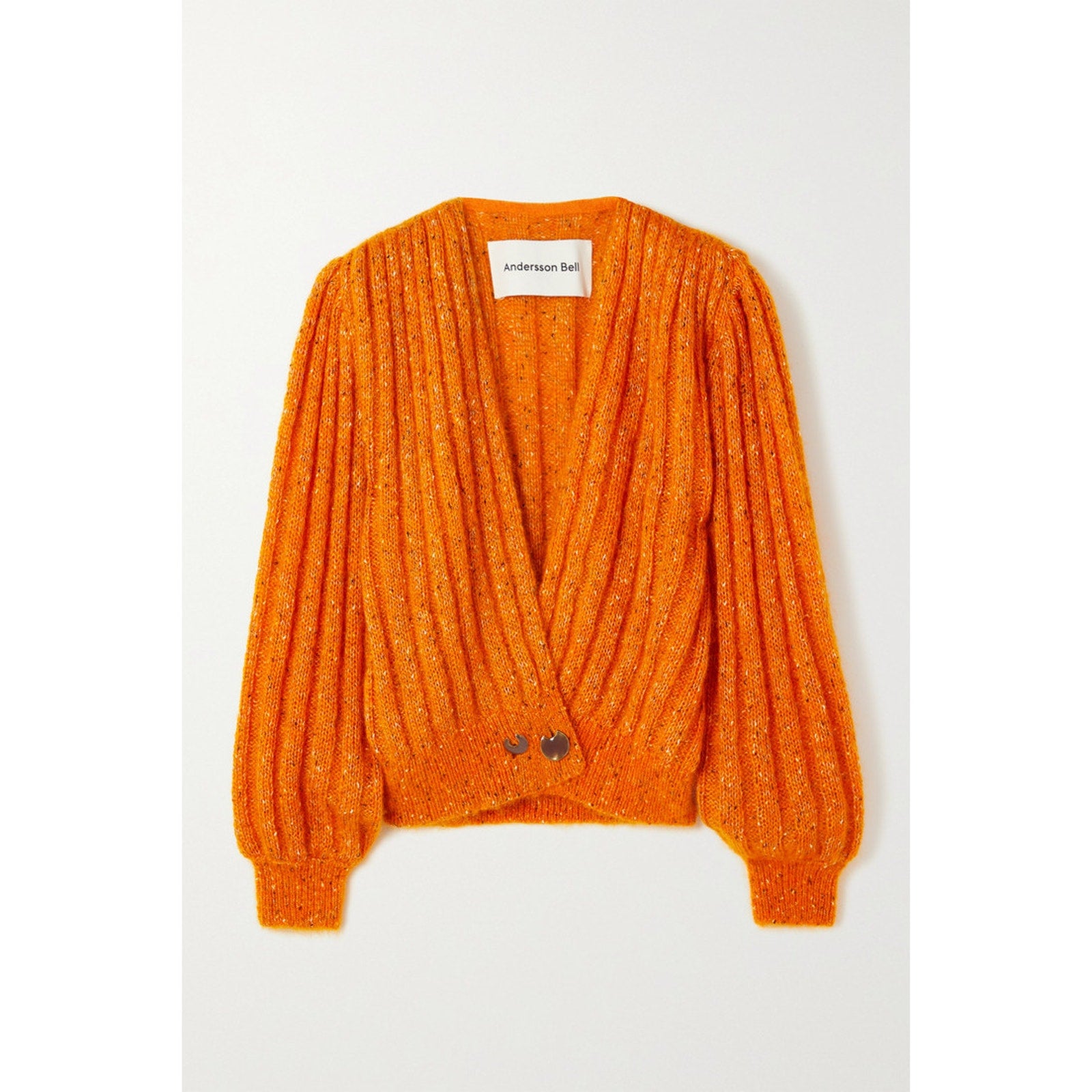 Andersson Bell 'Connelly' Orange Ribbed Mohair Lurex Blend Cardigan Size S
