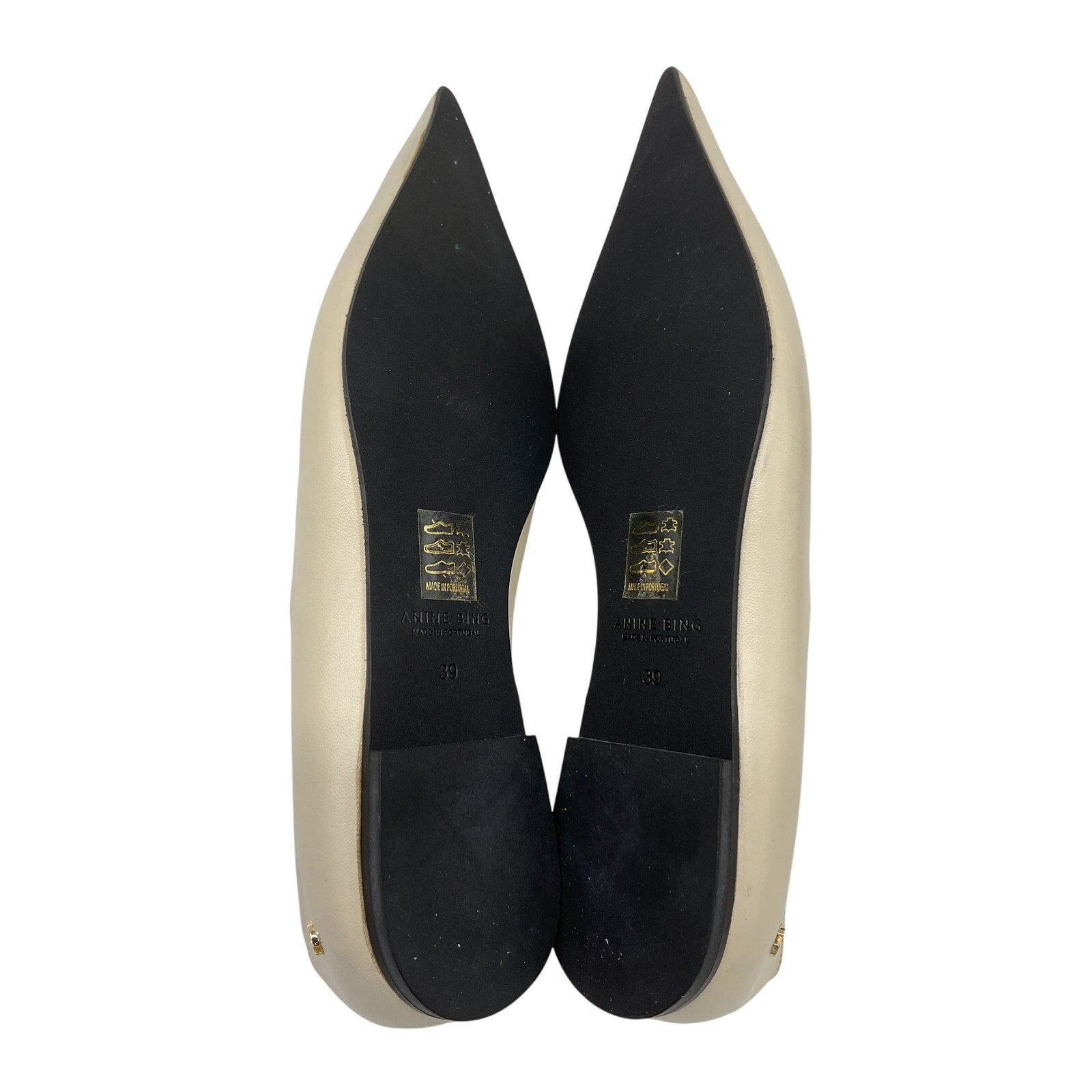 Anine Bing 'Nikki' Cream Leather Flats Size 9