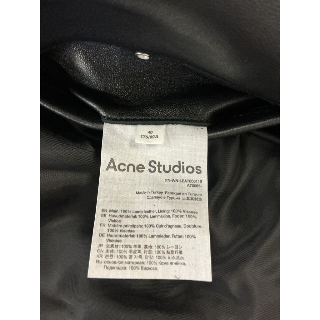 Acne Studios Black Leather Moto Jacket Size 40