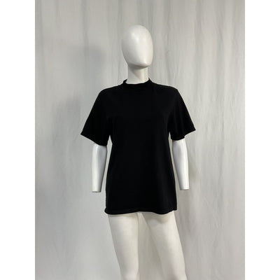 Les Tien Mock-Neck Black Cotton T-Shirt Size S