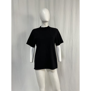 Les Tien Mock-Neck Black Cotton T-Shirt Size S