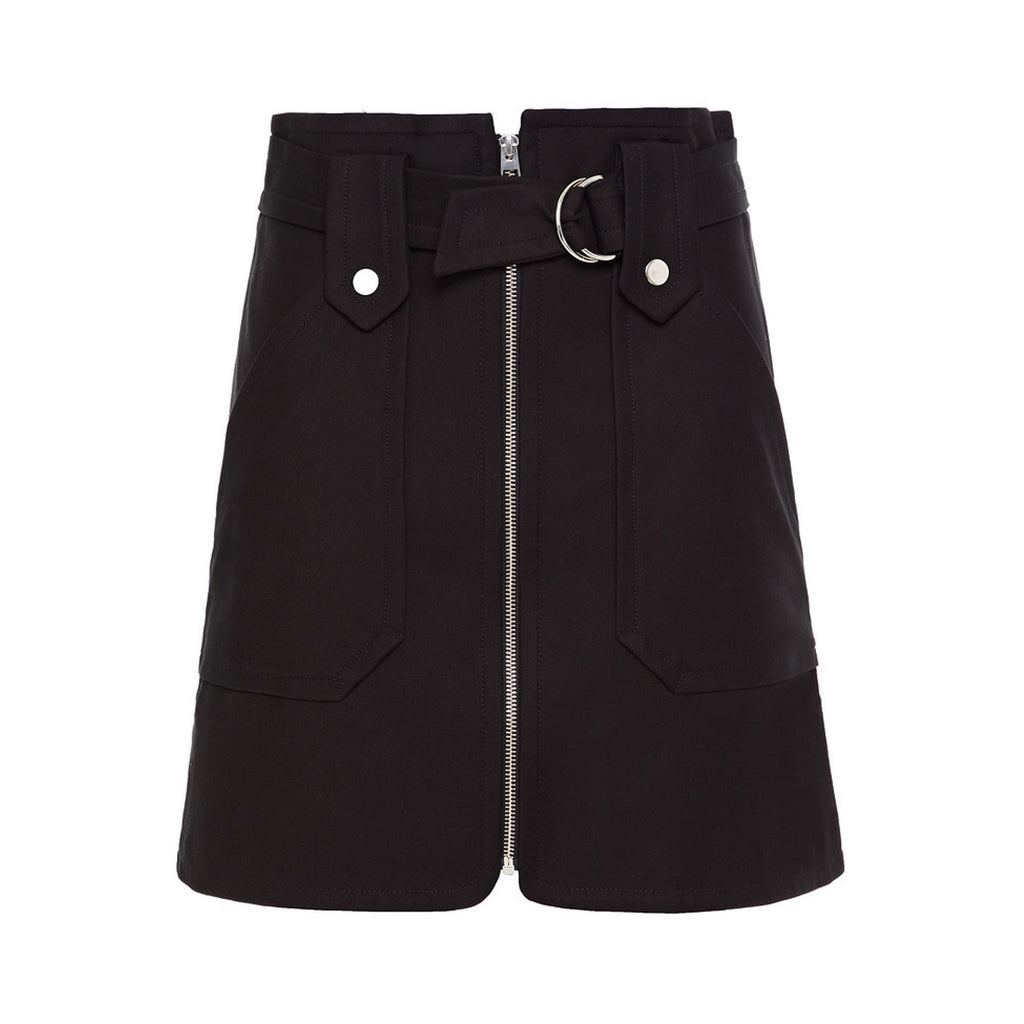 Ba&Sh 'Walter' Black Belted Zip-Detailed Stretch-Cotton Twill Mini Skirt Size XS