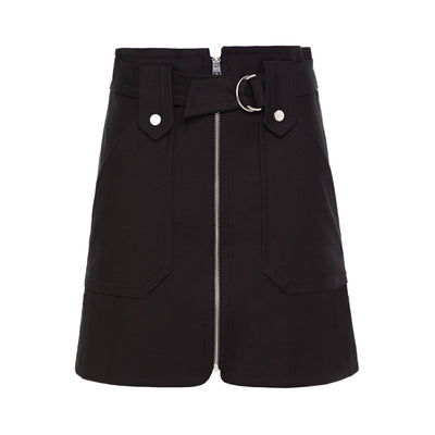 Ba&Sh 'Walter' Black Belted Zip-Detailed Stretch-Cotton Twill Mini Skirt Size XS